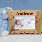 New Baby "All Aboard Baby Train" Personalized Wood Picture Frame